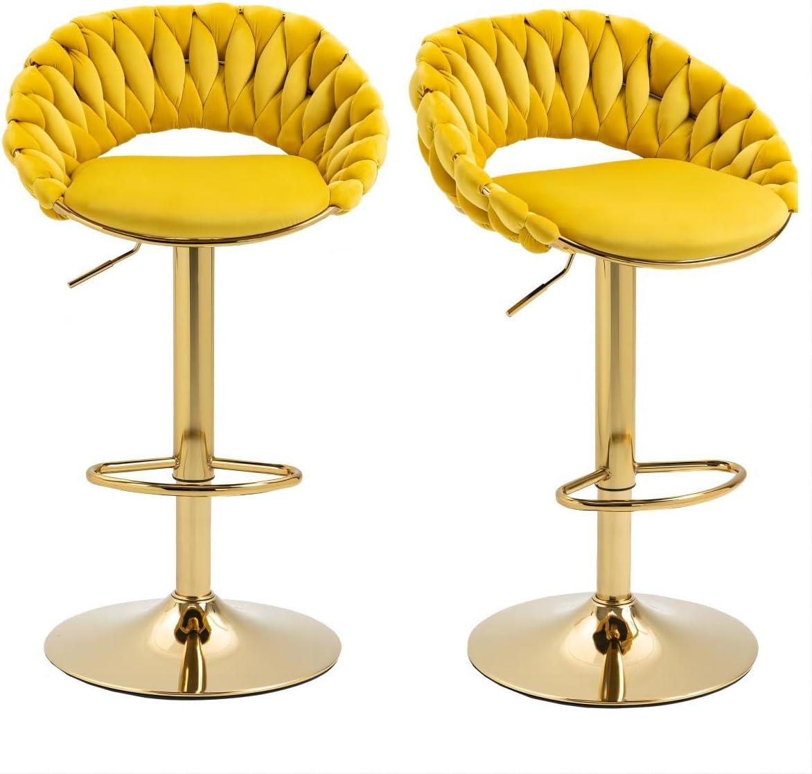 Valman Modern Velvet Swivel Bar Stools Set of 2, Adjustable