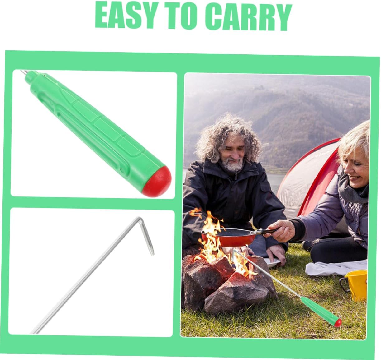 Extra Long Fire Poker Tool with Heat Resistant Iron Handle for Outdoor Use