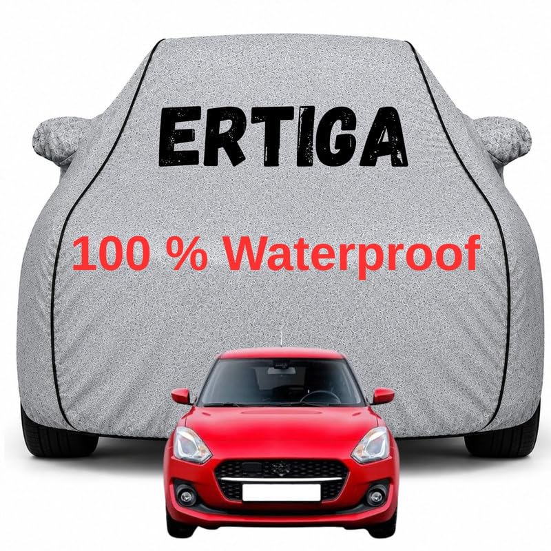 Image of Durable Full Body Waterproof Ertiga Car Cover | Premium Polyester Silver Cover | Custom Fit Vehicle Protection | UV Resistant, Dustproof, Scratch Resistant, Heat & Wind Protection