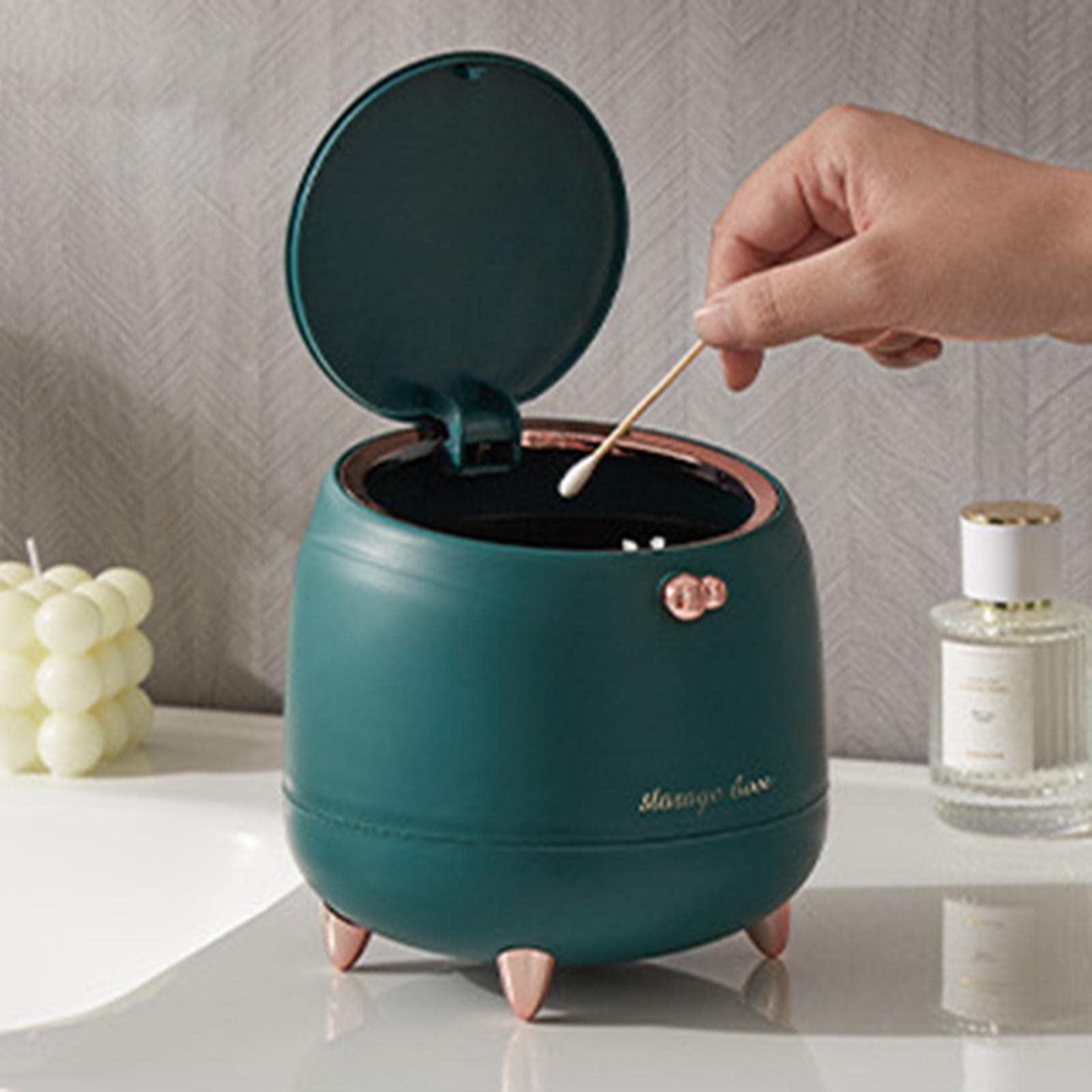 Abfallpresse für den Schreibtisch, Papierkorb, Reinigungswerkzeug, Mülleimer, kleine Mülleimer, Mini, für Tisch, Schminktisch, Tischplatte, Badezimmer, Dunkelgrün (Dunkelgrün)