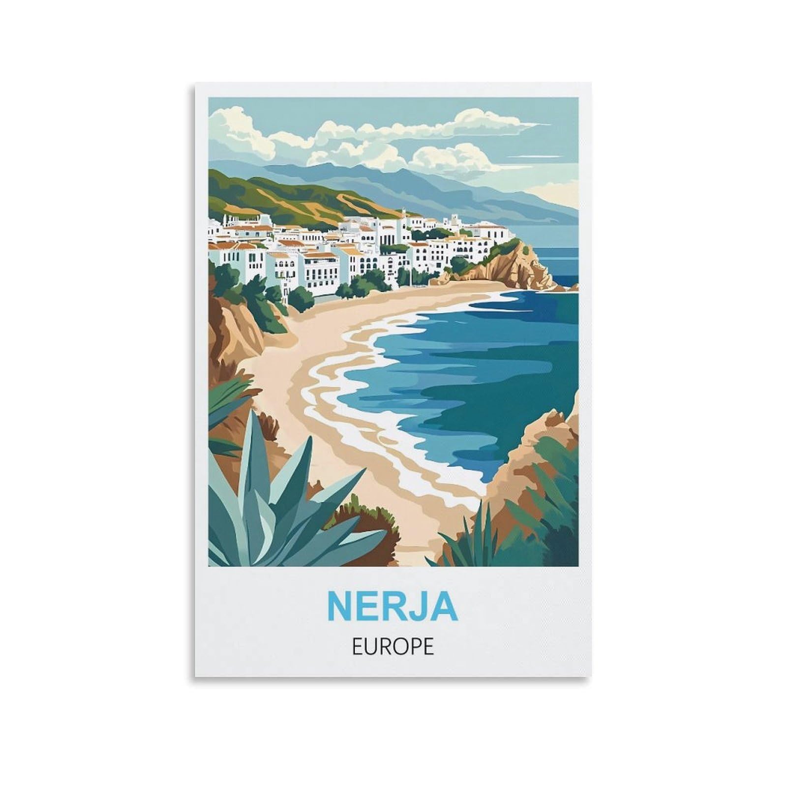 EZMLFA 5D Diamond Art Kits for Beginner,Nerja Europe,DIY Round Full Drill Crystal Art Craft Painting for Home Wall Decor 50x60cm
