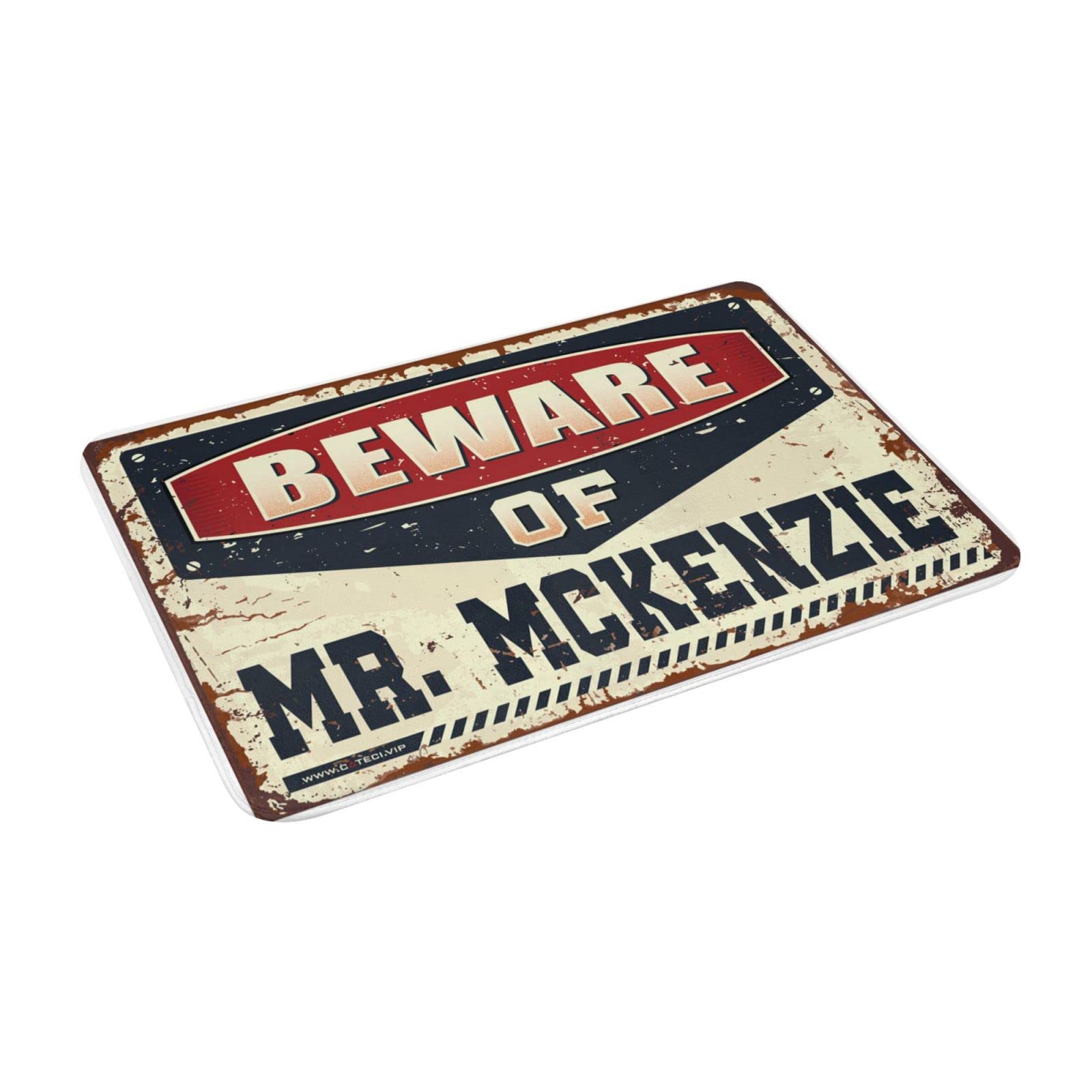 Zerbino unico per interni e ingresso con scritta "Beware of Mr. McKenzie", zerbino decorativo per esterni per ingresso di casa (65 x 90 cm)