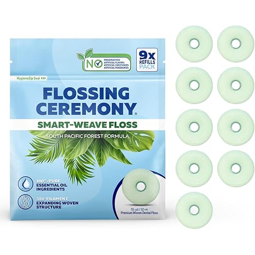 | Expanding Woven Dental Floss | Smart-Weave Floss | Vegan | Natural | Non-Toxic & PFAS Free | Eucalyptus & Manuka | Hilo Dental para Dientes | 55 Yards x 9 Units (Refills Only)