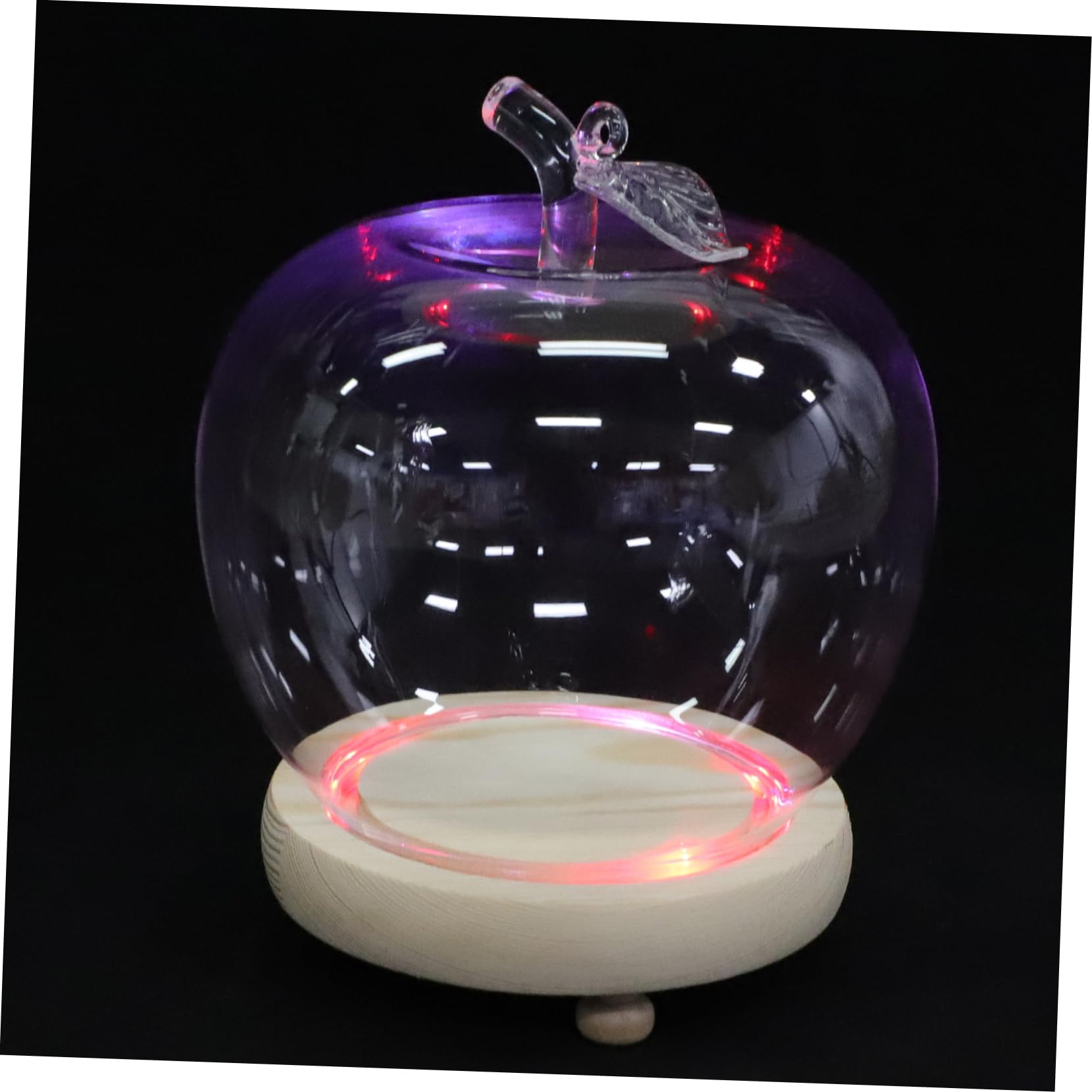 Apple Glass Cover Glowing Base for Christmas Eve Apples Display for Home Decor Includes Base Glass Dome Shape Great for Flower Displaying Micro Landscape Crafts