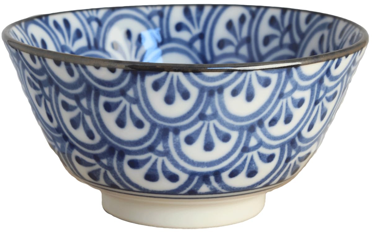5 Stück - Schüsseln Set - Japanisches Geschirr blau - Geschirrset - Essset - Nudelset - Schalen Set - Servierschalen - Frühstücksschalen - Dessertschalen - Suppenschalen - Müslischalen - Salatschüssel