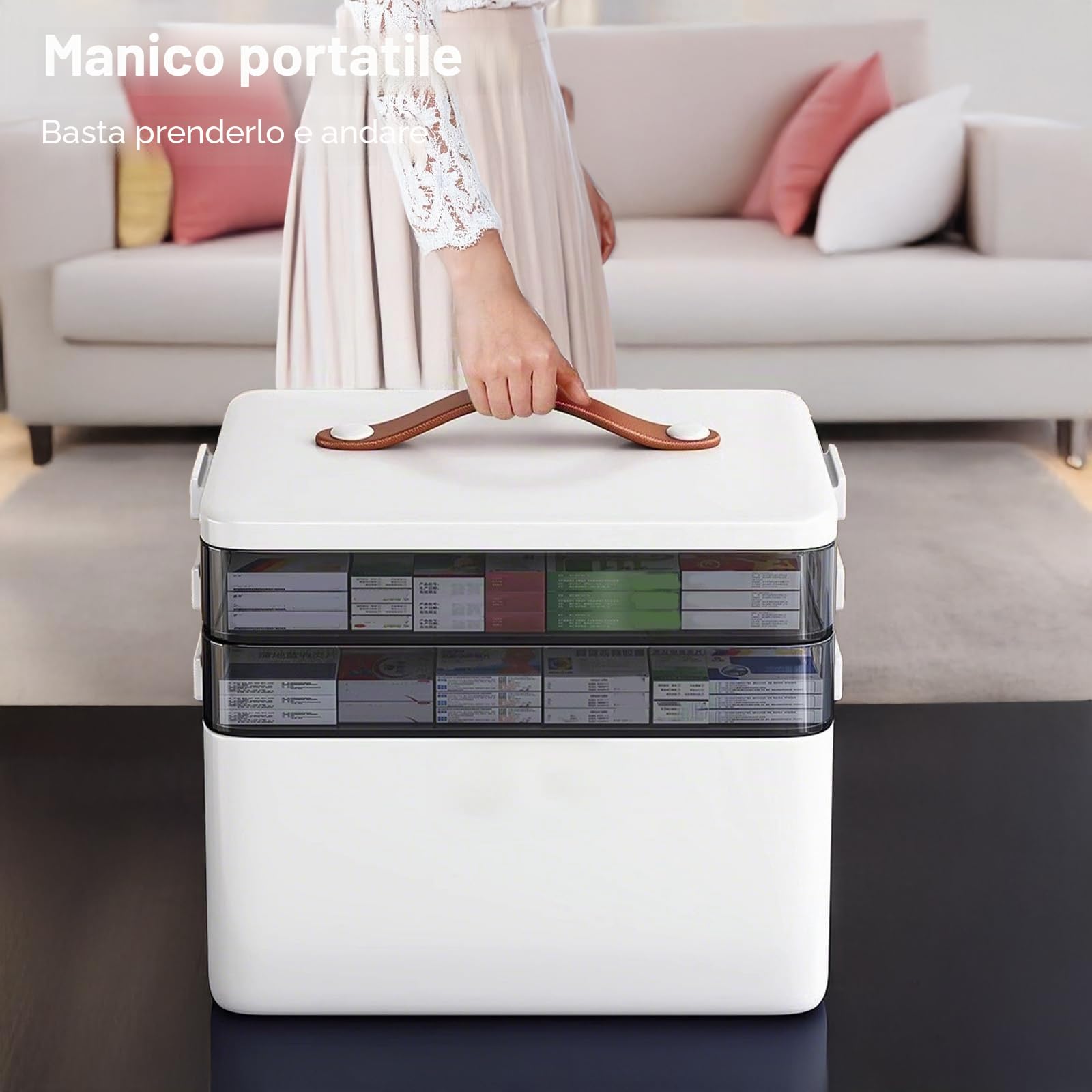 Scatola Medicinali 3 livelli Porta Pillole Viaggio Medicine Casa Contenitore di Pronto Soccorso con 7 Giorni e 4 Volte al Giorno, Organizer Medicinali Multi Griglia per la casa, all'aper