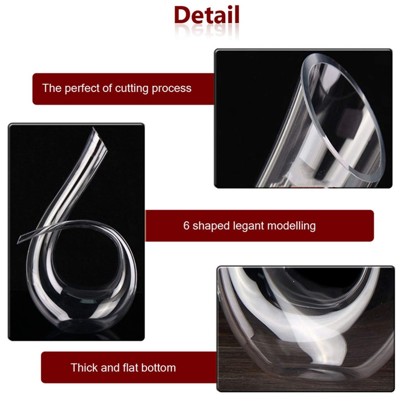 Decanter Per Vino In Cristallo - Soffiato A Mano, 1.2 Litri, Senza Piombo, Per Vino Rosso, Design Elegante - Foto 11