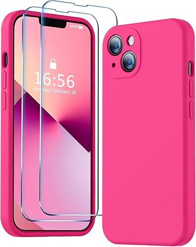 Miniatura 1 de BossKiss Funda compatible con iPhone 13, silicona de alta calidad mejorada protección de cámara 2 protectores de pantalla forro de microfibra suave
