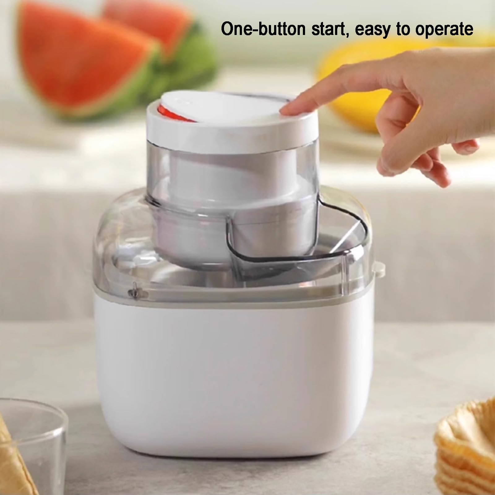 Máquina para Hacer Helados Caseros, Yogur Helado Y Postres, con Recipiente De 500 Ml, Preparación Rápida En 25 Minutos, para Preparar Helado, Sorbete Y Yogur