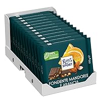 RITTER SPORT Fondente Mandorla Arancia, Tavoletta Cioccolato Fondente Con Granella