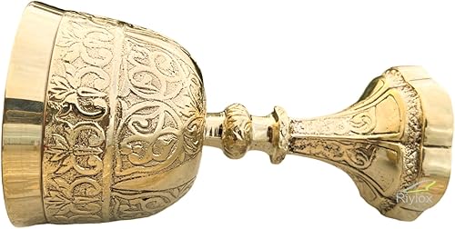 Miniatura 6 de Riylox Cáliz de vino medieval hecho a mano gótico copa de comunión dorada del rey Arturo, latón macizo Vintage Beber Royal Fantasy Glass Hecho a