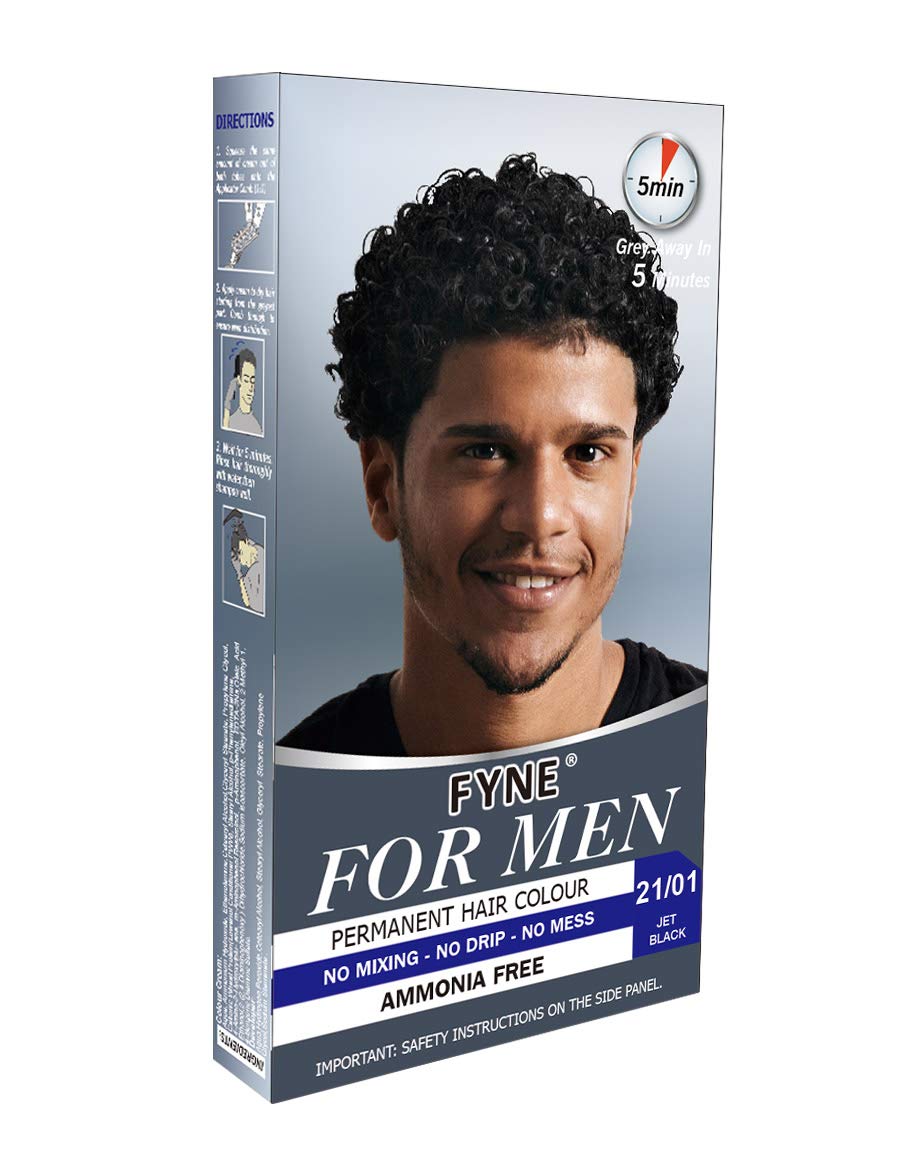 Jet Black Permanent Hair Colour | Grey Hair Colouring for Men with Comb Applicator Included | Natural-Look Hair Dye | No Mixing Ready to Apply | Ammonia and Cruelty-Free