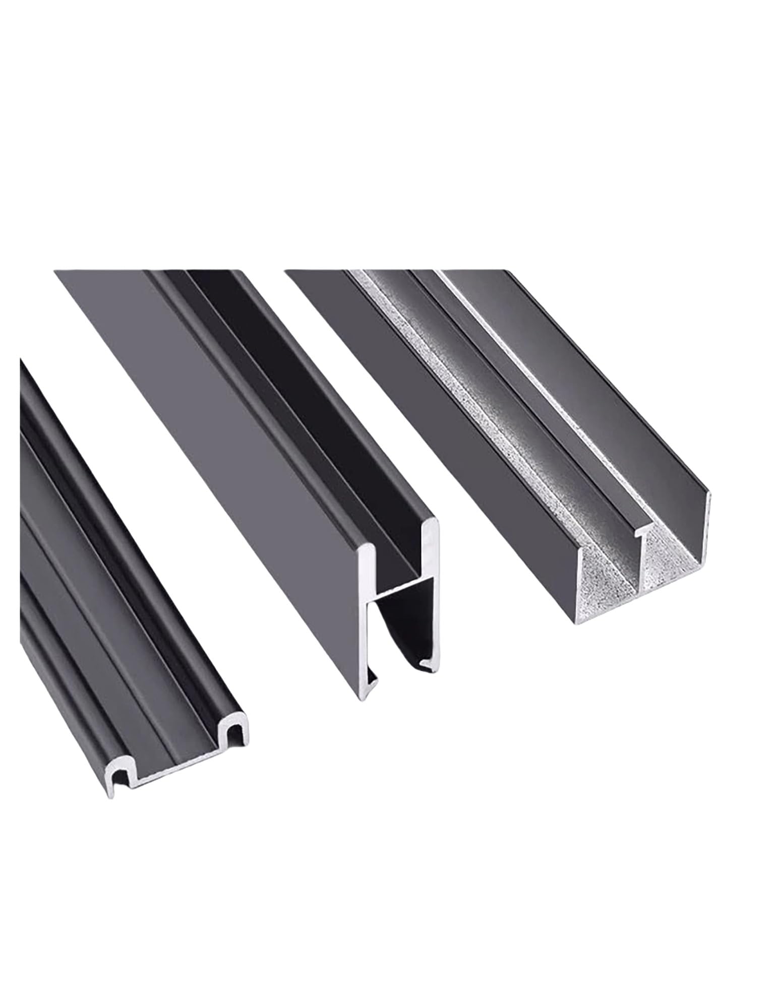 Schienen für Glasschiebefenster, 8-mm-Glastür-Doppelschienenrutsche(Black,80cm/31.5in)