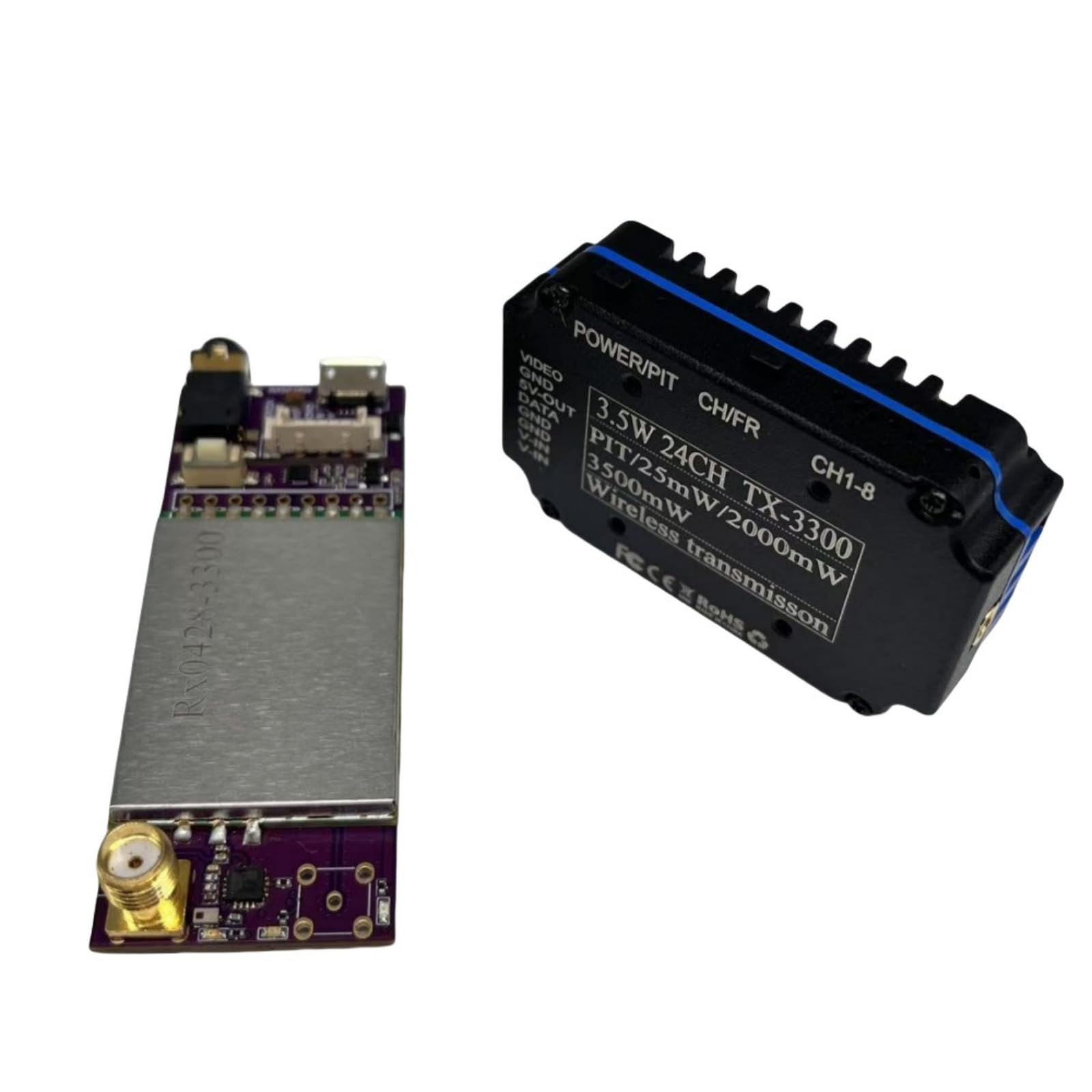 3,3 GHz FPV-Drohnen-Videoübertragungs-Kombination, 3,5 W Sender und 24-K-Empfänger, leicht, 37 g