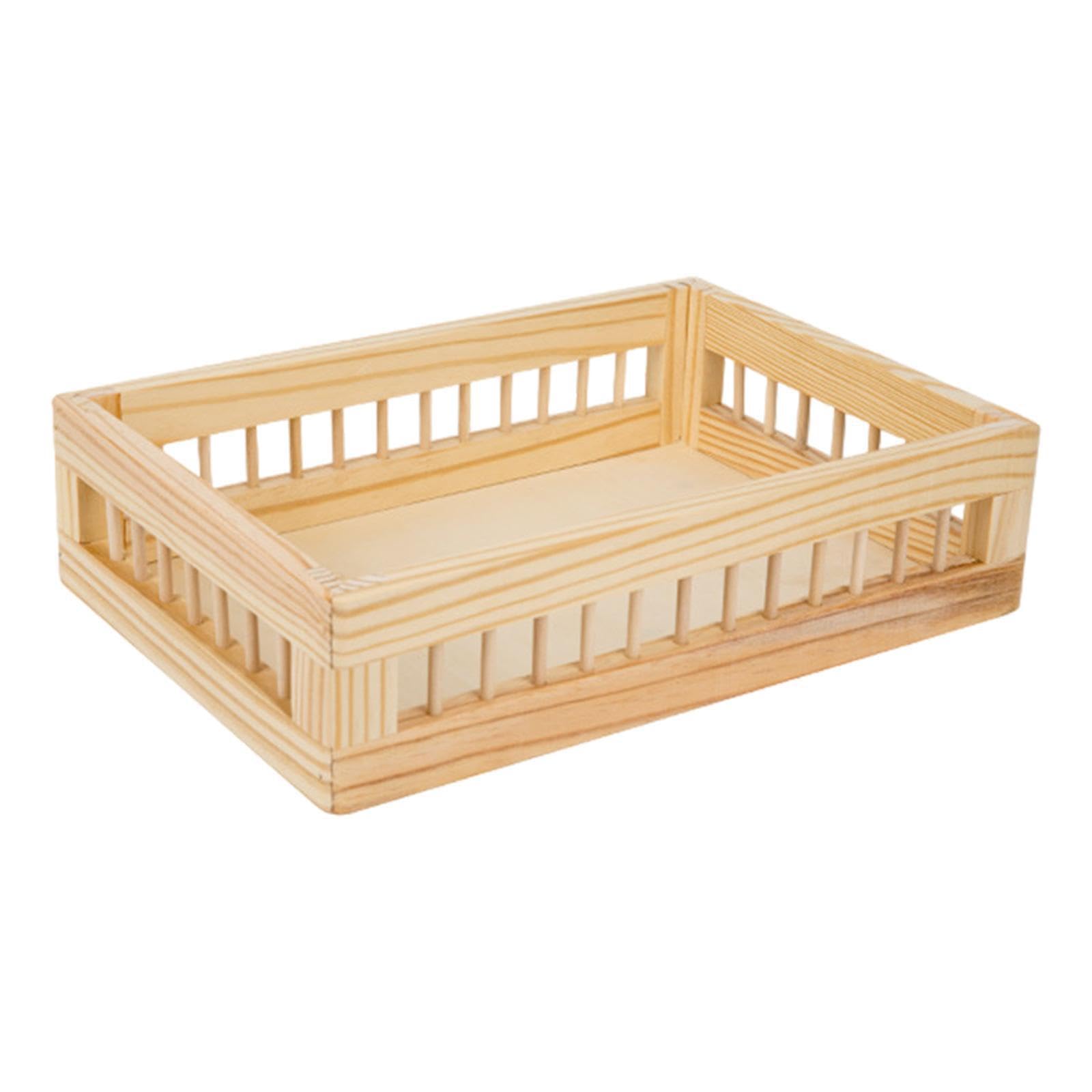 Twisaxc Wood Color Wooden Storage Basket Books Toys Organizer Bin Decorative Kitchen Countertop For Vegetables Multifunctional Portable Snacks Holder Multifunctional Xl