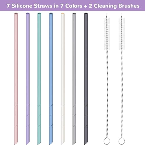 Miniatura 8 de NiHome Paquete de 16 popotes metálicos de acero inoxidable perlado reutilizables con 2 cepillos de 8.5 pulgadas de longitud, diseño cuadrado