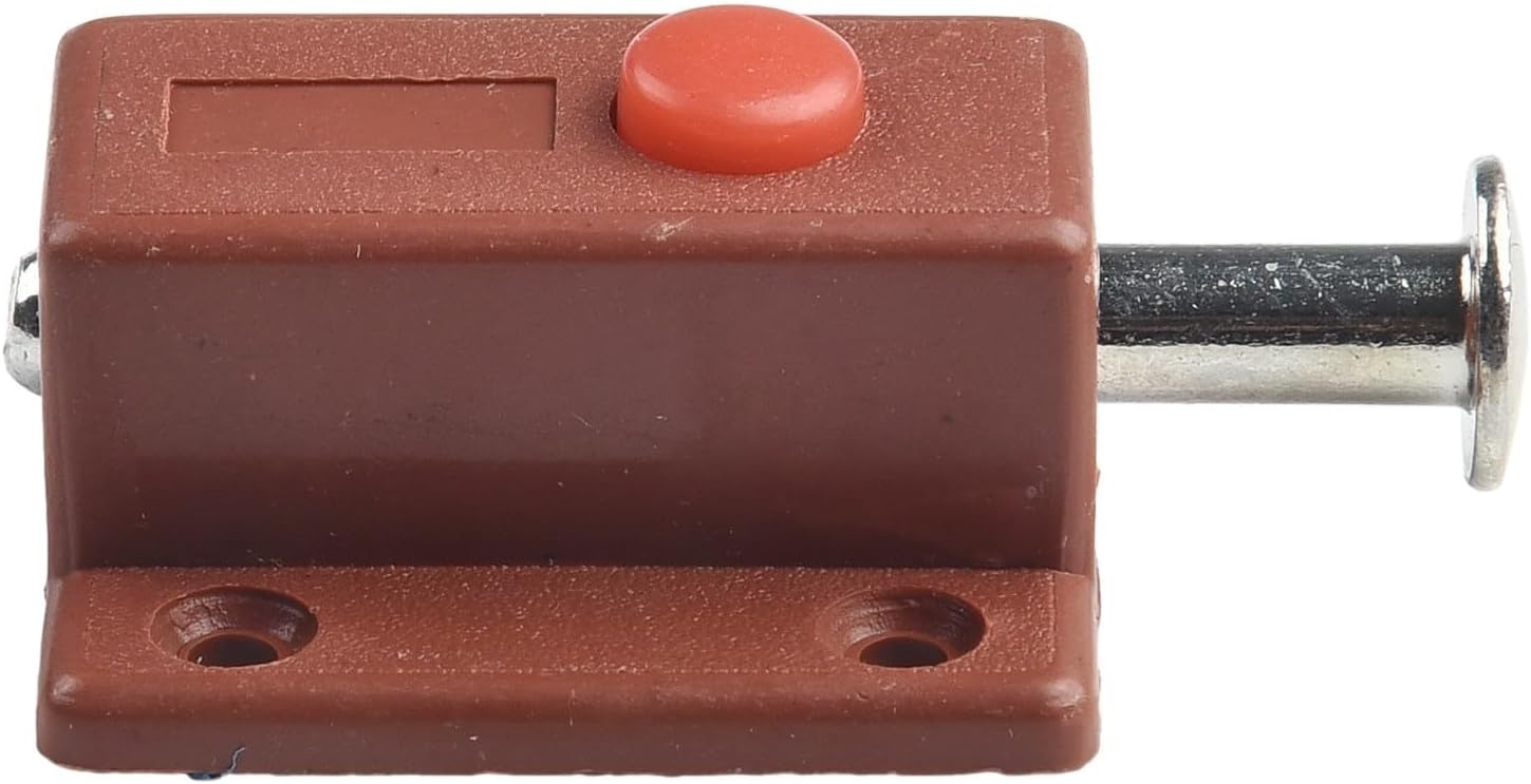 10pcs Plastic Cabinet Push Button Spring Load Automatic Door Bolt Latches Lock Set for Secure Closure and Use (Brown)