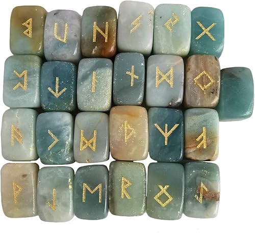Miniatura 1 de Juego de piedras naturales de runas, alfabeto de anciano pulido grabado con letras mágicas para meditación, adivinación, curación de chakras,