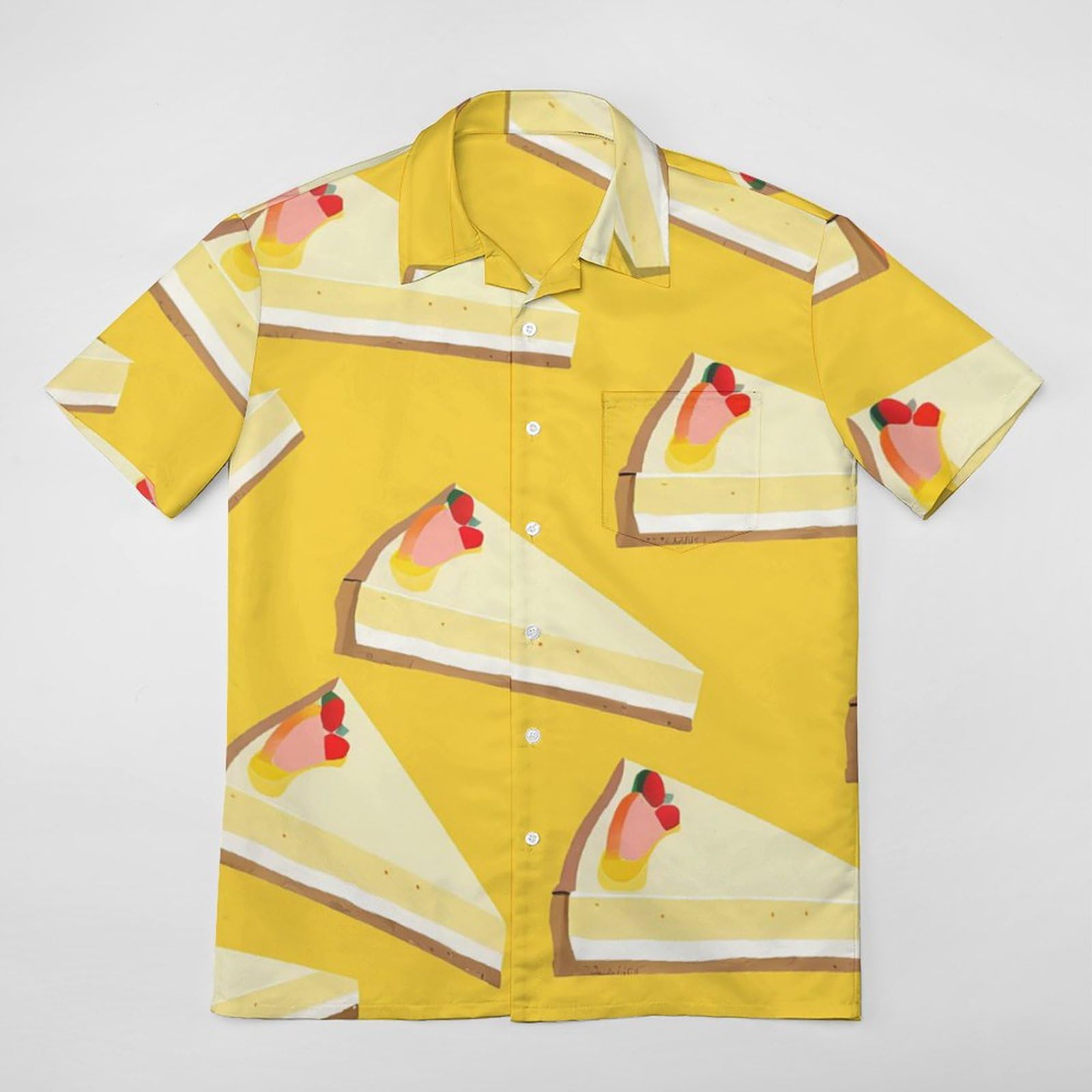 Sweat Cheesecake Lover Men's Hawaiian Shirt Casual Button Down Tees Top Summer Short-Sleeve Blouses M