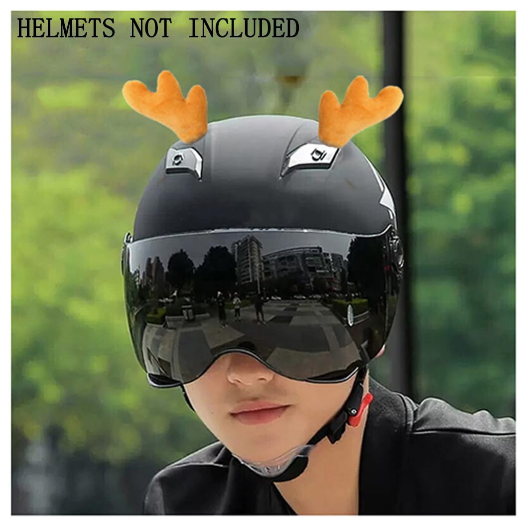 Corna In Peluche Marron Chiaro Per Caschi – Accessorio Divertente Per Sci, Moto E Bici, Con Velcro Adesivo