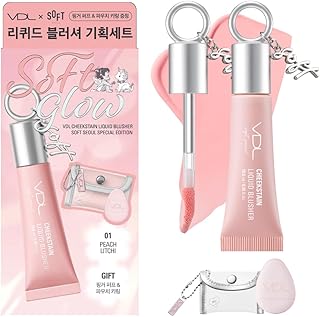 VDL(ヴィディーエル) チークステイン リキッド ブラッシャー 01 ピーチ ライチ 企画セット (フレッシュさあふれる少女のようなピーチコーラル) リキッドチーク ぽよんチーク イエベ ソフトソウル 韓国コスメ
