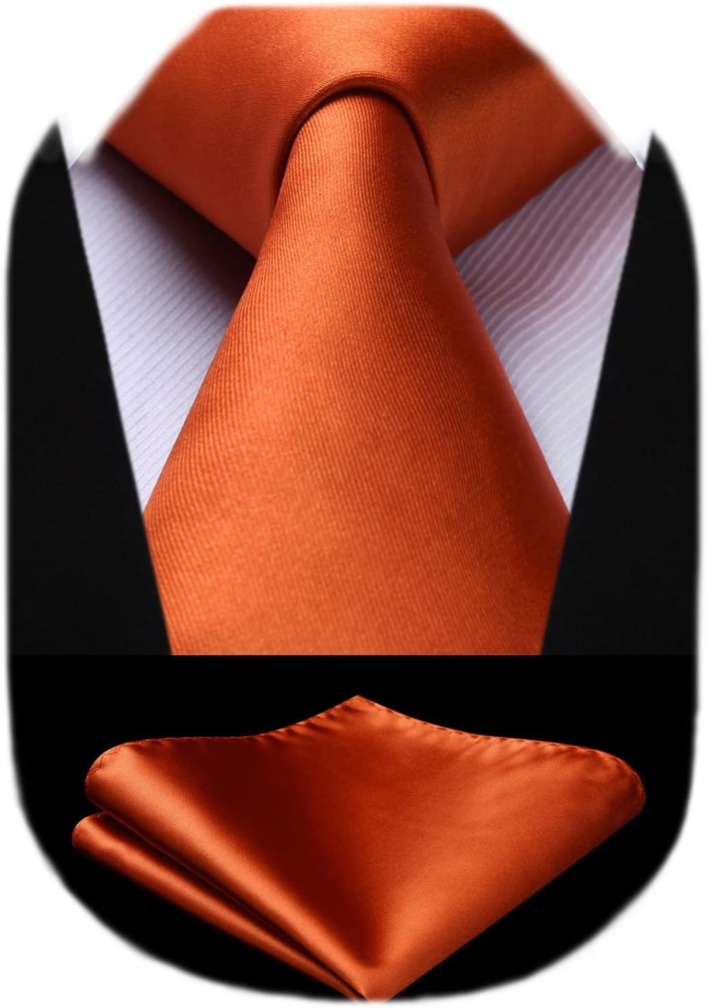 Mens Solid Color Ties Formal Satin Necktie and Pocket Square Set Classic Wedding Business Tie & Handkerchief
