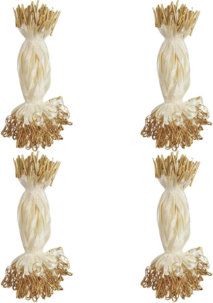400Pcs Hang String, 4.5-Inch Silk and Satin with Gold Safety Pin and Barb - Beige Hanging Pin Loop Fastener Rope Ties for Clothes, Shoes, Bag, Luggage Price Tags