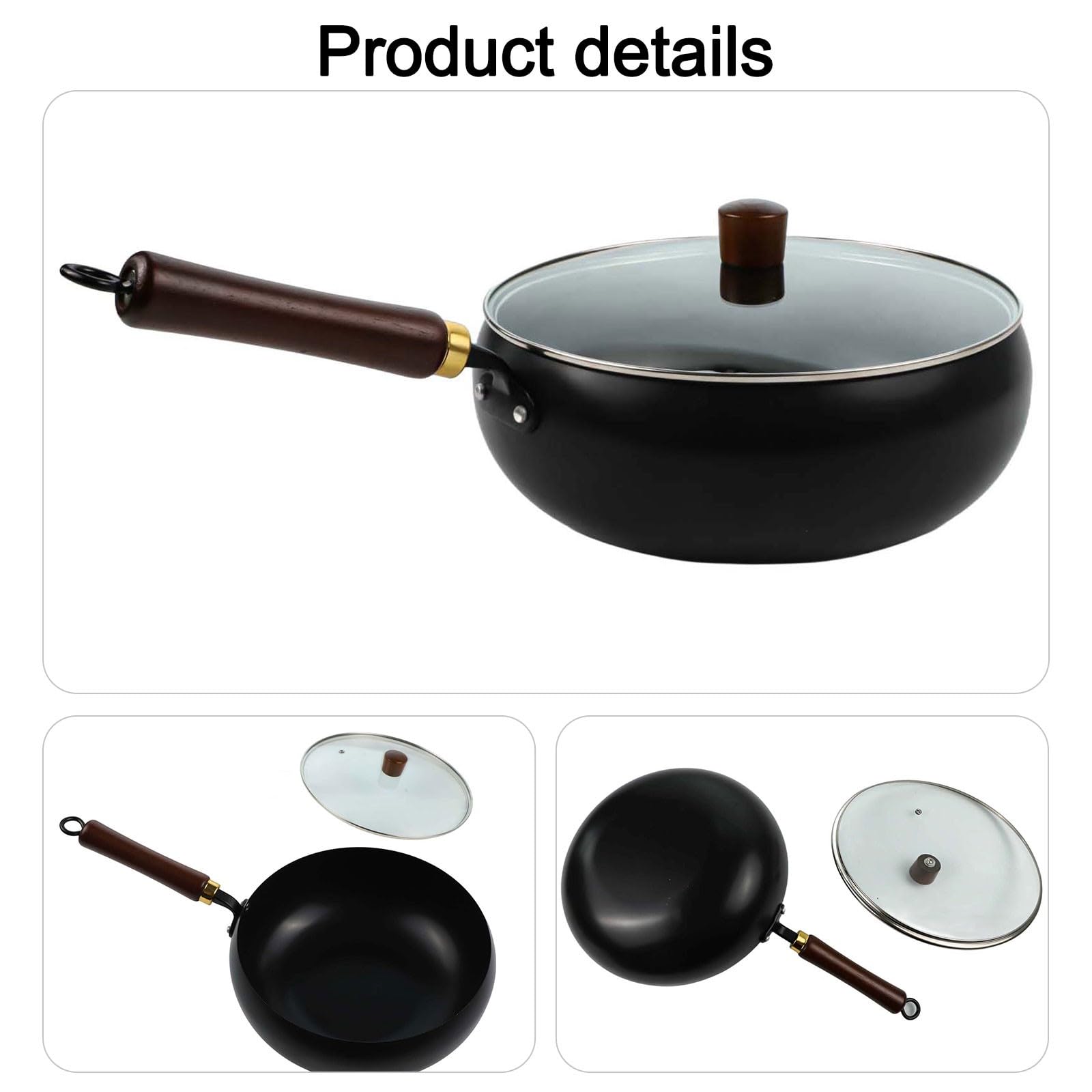 FUBESK Forgiato a mano Ferro Wok Grande Belly Pot 265Cm Non Rivestito In Acciaio Al Carbonio Padella Induzione E Gas Stufe Per Robot Nero Aspirapolvere Accessori Aspirapolvere Accessori