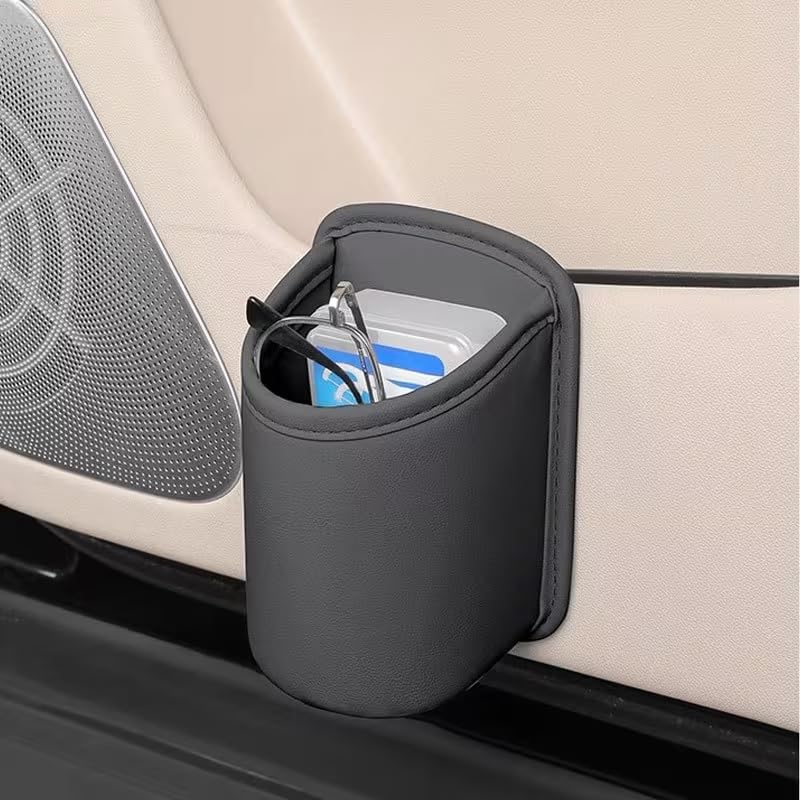 Portavasos para puerta de carro en cuero PU con caja de almacenamiento miniatura 6