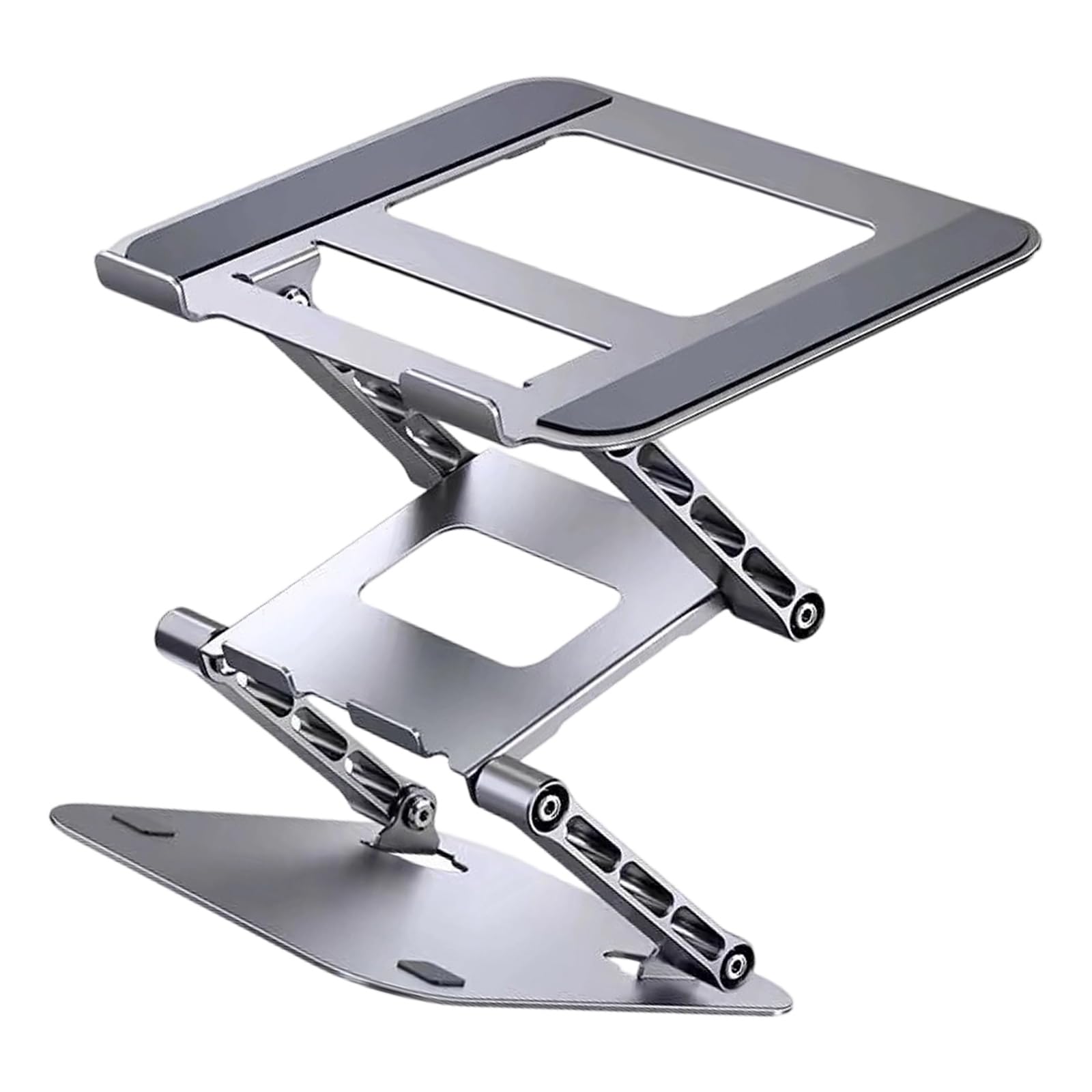 Supporto pieghevole per laptop a 3 strati, regolabile con 4 onde, supporto per notebook da 17,3 pollici, supporto per telefono regolabile in acciaio al carbonio e silicone