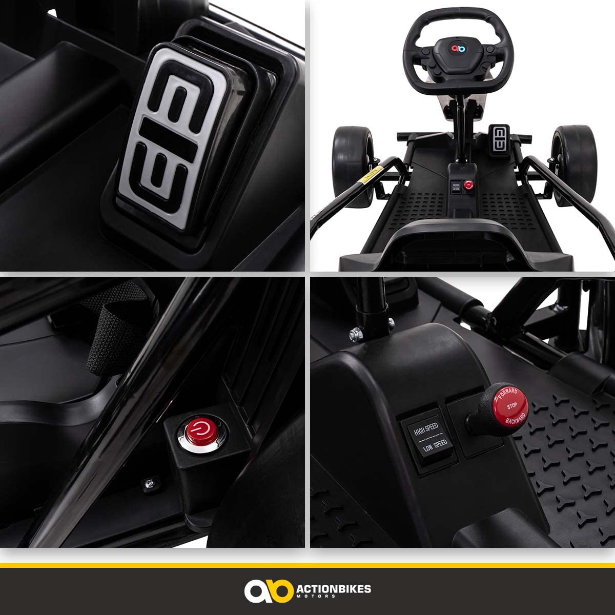 Actionbikes Motors Kinder Elektroauto SX1968 | Bis 𝟏𝟑 km/h - Elektrofahrzeuge - Kinderauto elektrisch - GoKart - Drift Auto - Drift Cart - Drift Kart - Go Cart - Auto für Kinder ab 3 Jahre (Weiß)