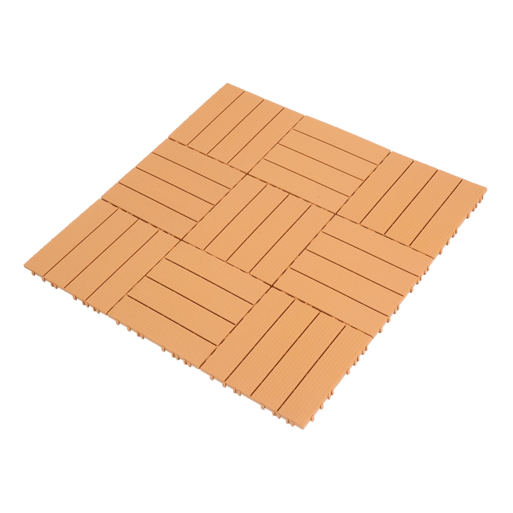 HOMSFOU 11 Pz Ponte in Legno Pavimento Ad Incastro Automontante Piastrelle Per Decking Ad Incastro Pavimento in Plastica Per Portico Piastrella Per Lastre Per Pavimenti Brown Pp