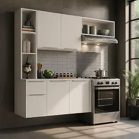 Armário de Cozinha Compacta com Balcão Sofia Multimóveis MP2001 - Branco