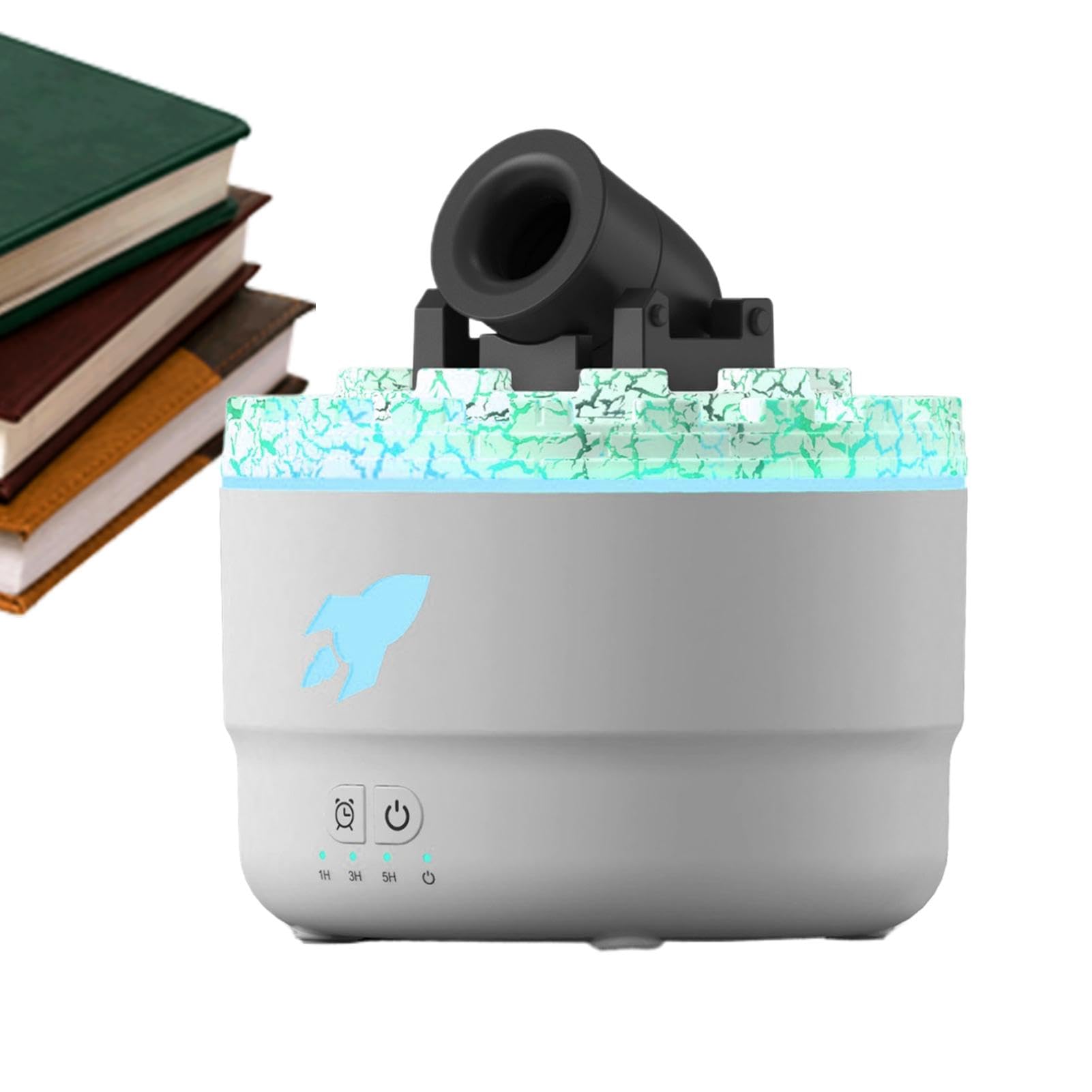 Diffuseur de brume effet flamme et humidificateur d'air design tourelle blanc