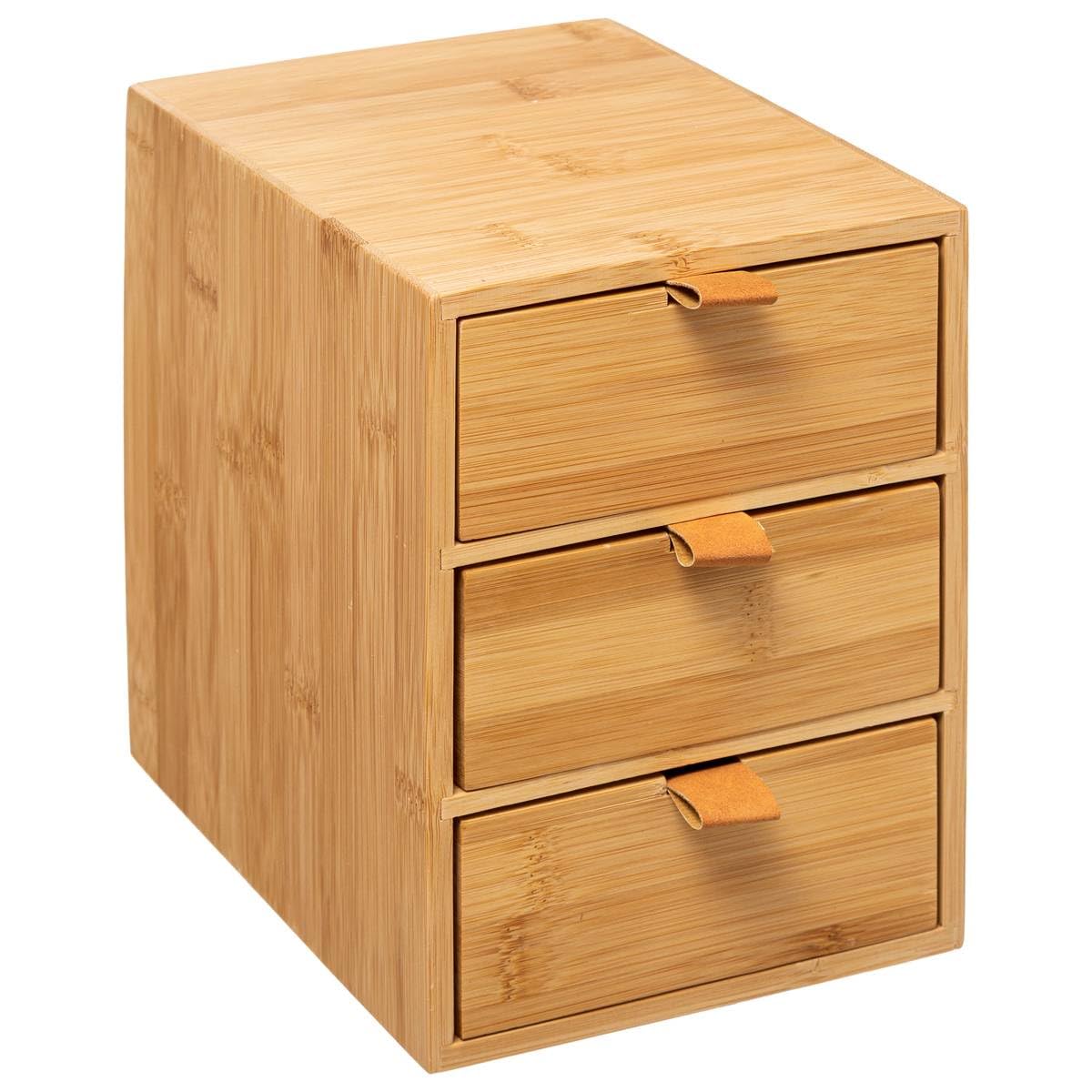 5 five simply smartBox with 3 Drawers Bamboo Leather Straps