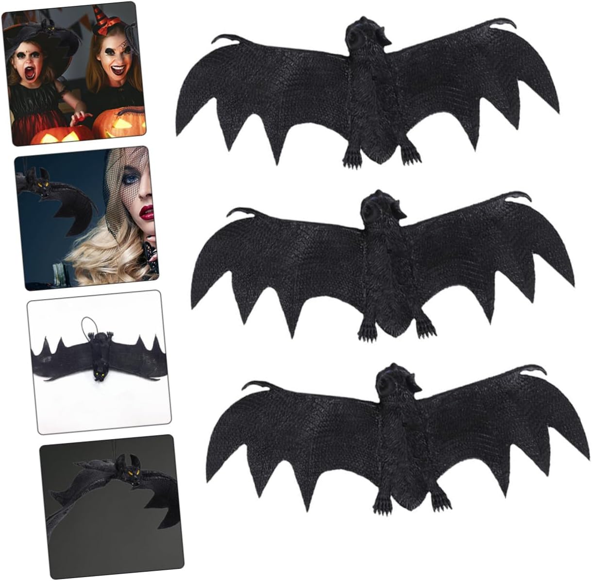Operitacx 3pcs Halloween Bat Pendants Realistic Simulation Animal Decorations for Party Ornaments and Photography Props Indoor Outdoor Hanging Décor
