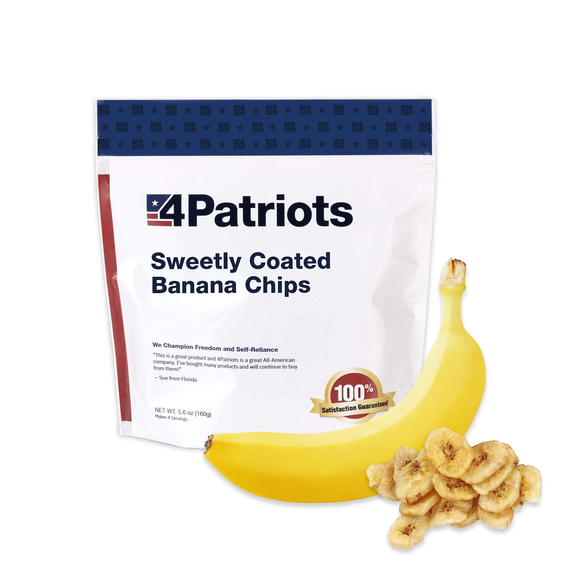 4Patriots Sweetly Coated Banana Chips, Sweet & Tasty Snack, Long-Lasting Shelf Life, Dehydrated For 