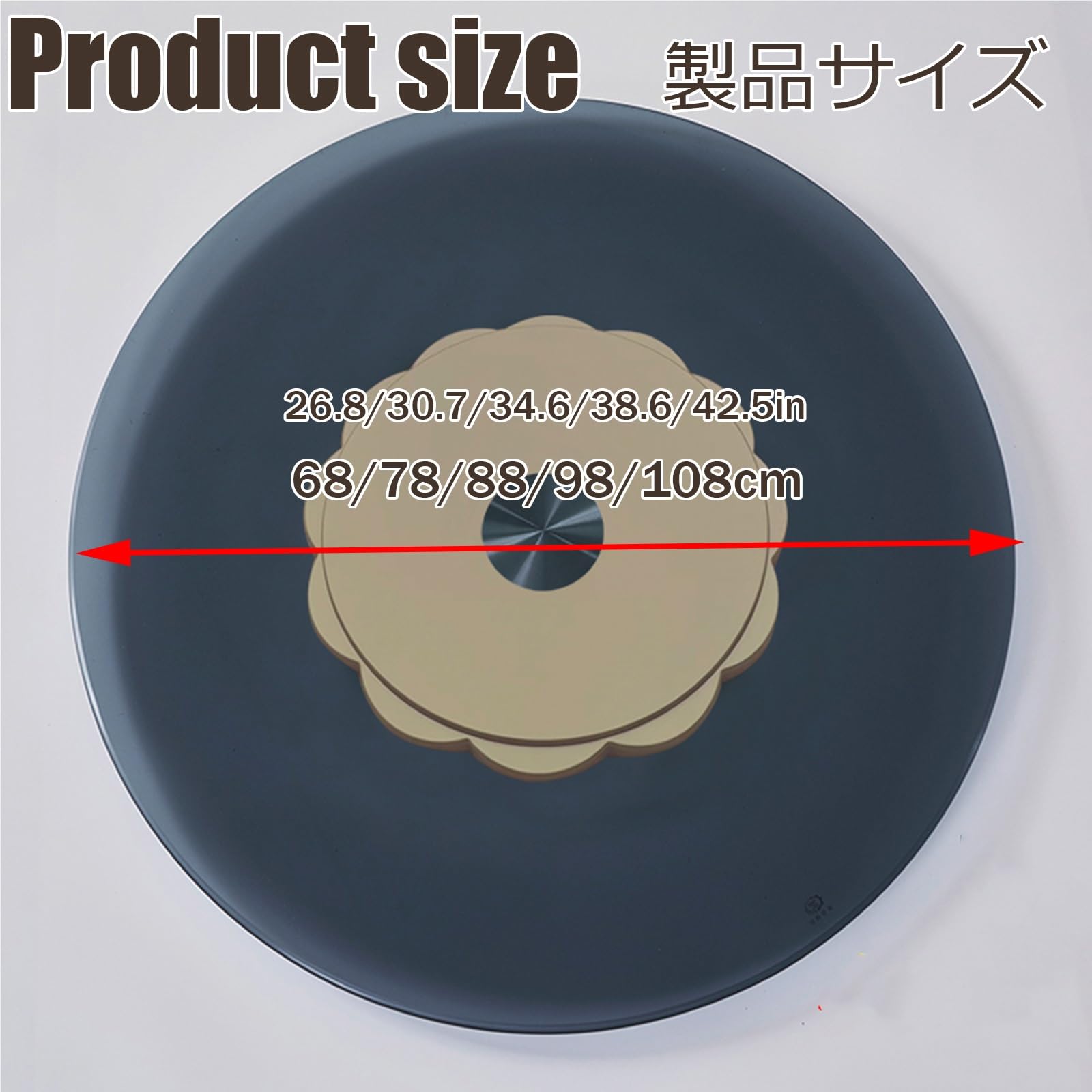 Plato Giratorio para Servir Plato Giratorio De Vidrio Templado De Mesa Giratorio Redondo Cocina Y Servir con Giro Suave Silencioso(Gray,108cm/42.5in)
