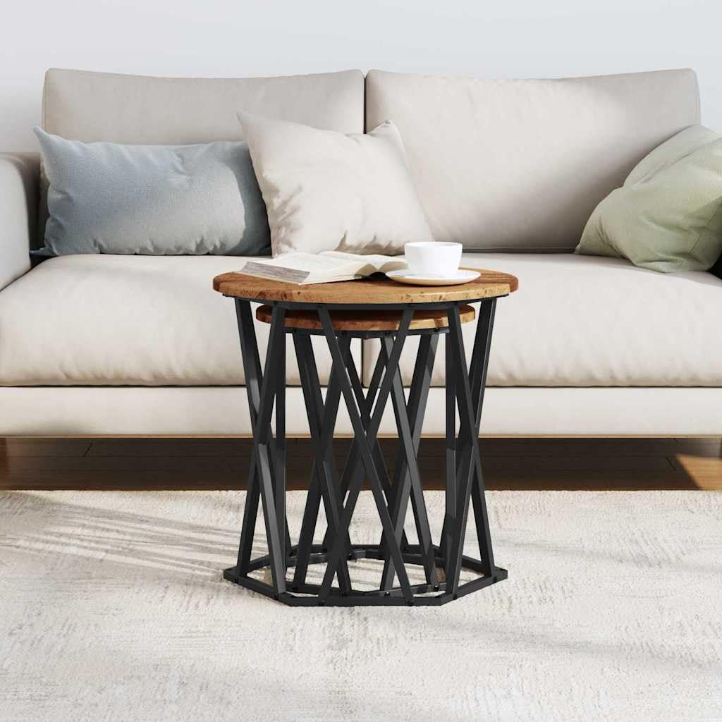 Tavolino da salotto in legno anticato e acciaio, moderno, con vano portaoggetti e elementi rimovibili, ideale per divano, tavolino da tè, tavolino da tè, tavolino e decorazione