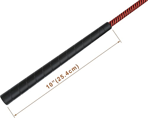 Miniatura 2 de Látigo para caballos, tallo trenzado en espiral con mango de golf de goma para un agarre cómodo, negro, 66 pulgadas (individual, paquete de 2