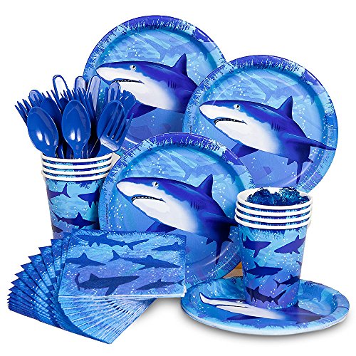 Costume SuperCenter Shark Week Supplies Standard Party Kit Serves 8 Guests