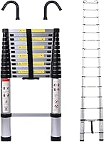 Vista 16 de Escalera de aluminio - 1.63M/5.5FT de estructura en A, escalera extensible telescópica, portátil, multiusos, plegable, resistente, capacidad