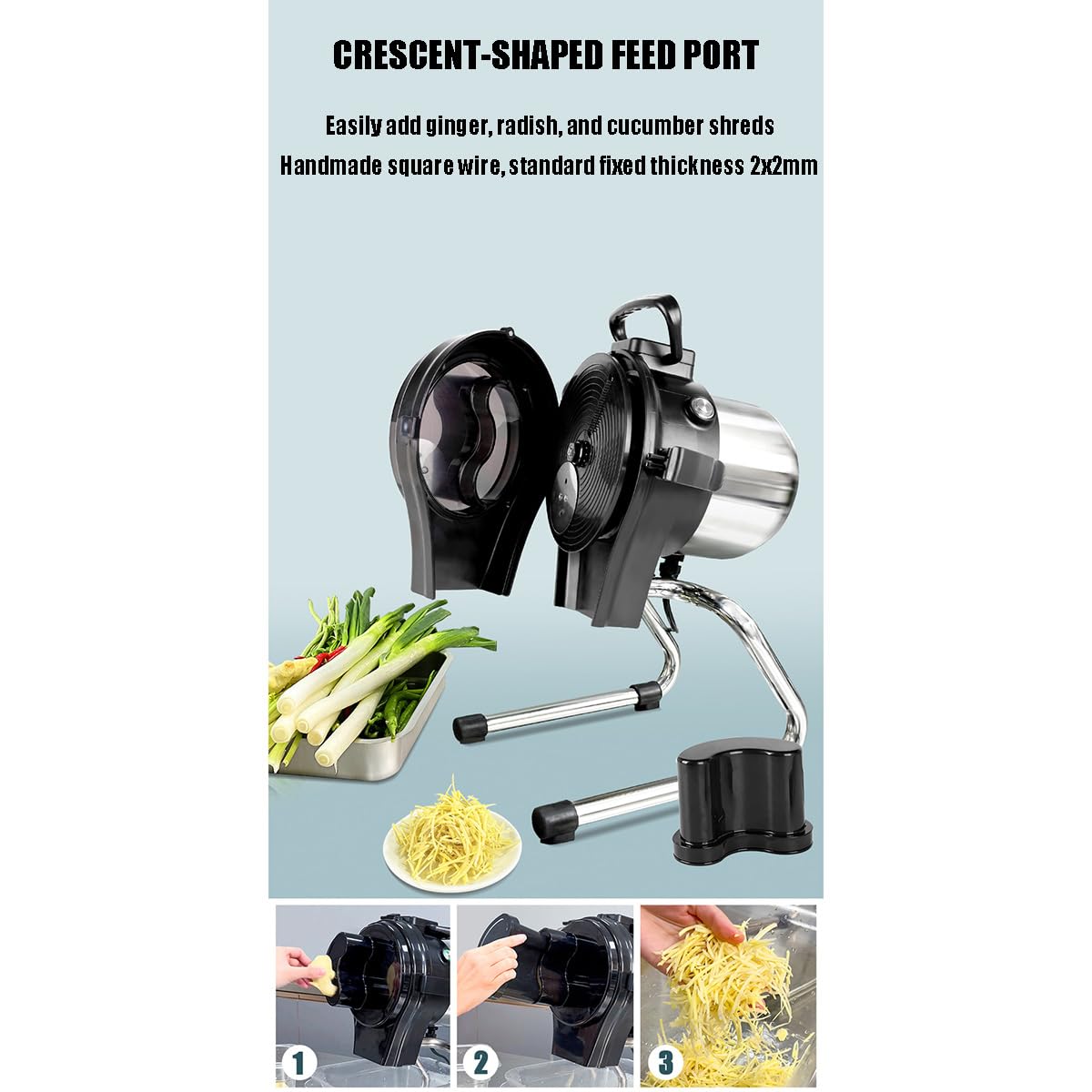Procesador eléctrico de alimentos, cortador de verduras automático multifuncional, cortador eficiente de 110 W con grosor ajustable de 1 a 5 mm, alta velocidad 6000 RPM para preparación rápida de