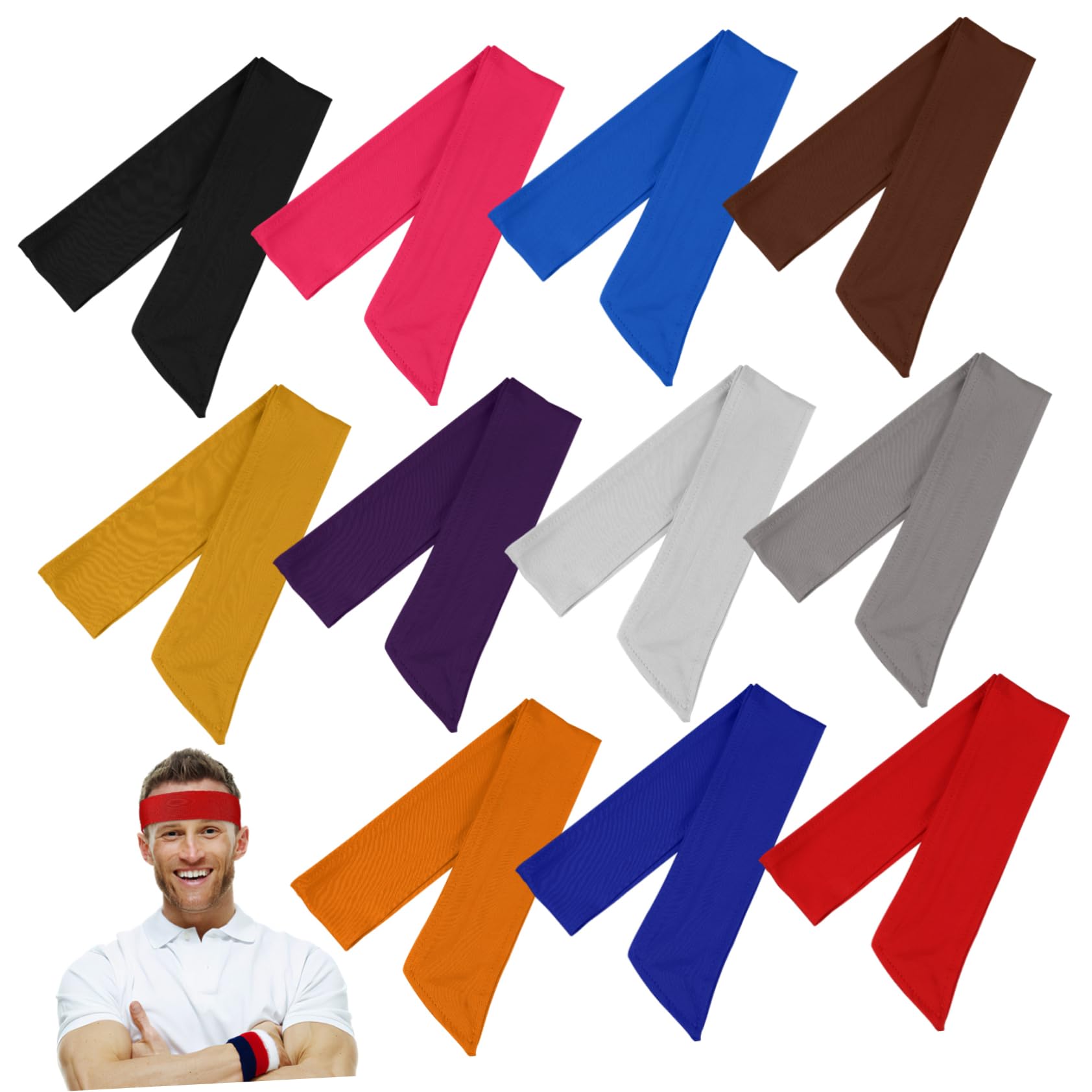 Diadema Deportiva Absorbente de Sudor 15 Piezas, 95% Poliéster 5% Elastano