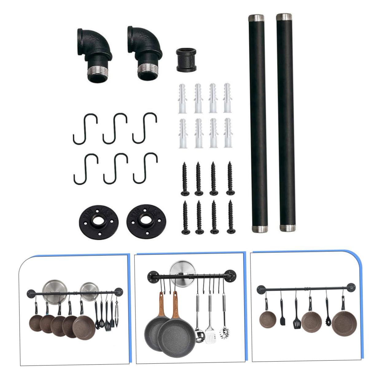 Rejilla Para Tapas De Ollas De Hierro Riel De Pared Para Ollas Organizador De y Sartenes Estante De Almacenamiento Para Cocina Colgar Utensilios Pared