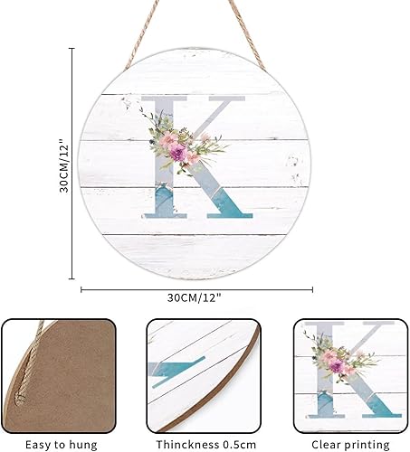 Vista 80 de Welcome Sign Front Decor Initial Letter B Round Wood Sign Monogram Purple Floral Wooden Plaque Blossom Floral 10in Country Wood Hanging Signs for