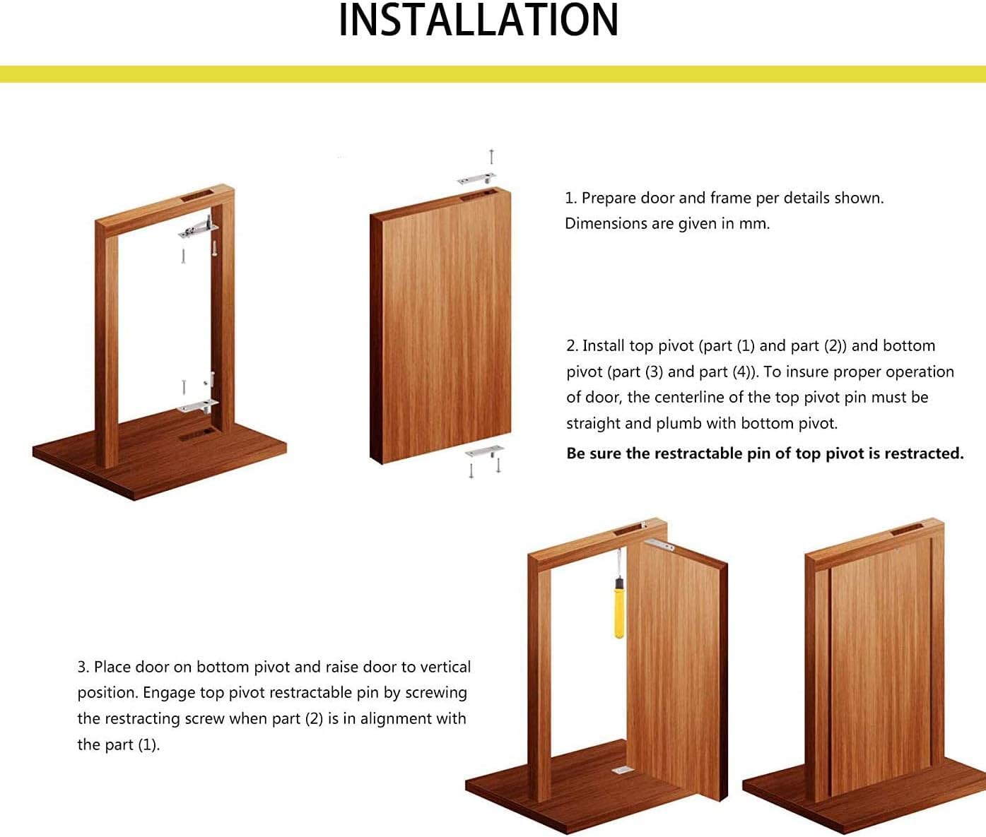 TamBee Pivot Hinge Hidden Door Hinge for Secret Door Secret Door Hinges Pivot Hinges for Doors Heavy Duty Bookself Hinge 304 Stainless Steel 360 Degree Rotation