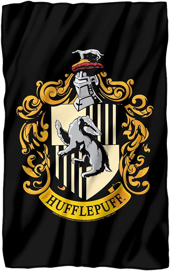 Harry Potter Hufflepuff House Crest Fleece Blanket 36" x 58",Hufflepuff Crest