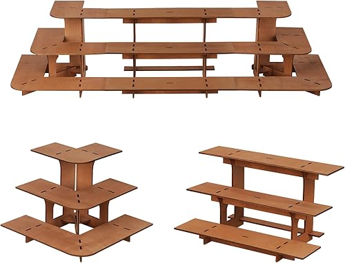 Miniatura 1 de Estantes de exhibición al por menor, estante portátil de madera, 3 niveles, soporte de exhibición de mostrador para vendedores, exhibición de