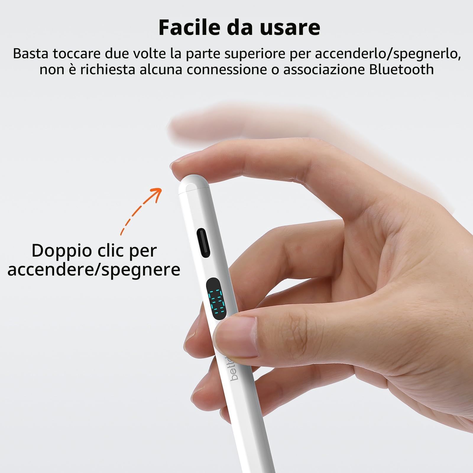 Bettdow Touch Screens POM Penna Stilo per Android, Stylus Pen di Tipo-C, Compatibile con Xiaomi Pad/Huawei/Lenovo e Dispositivi Tablet, Bianco